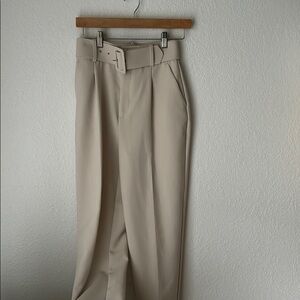 Zara XS belted cream pants